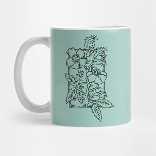 Muske Rose, vintage style stamp print Mug